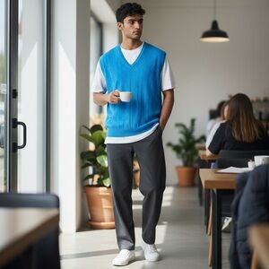 Men's Blue V-Neck Sweater Vest
